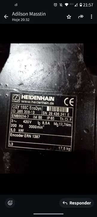 Motor Servo Heidenhain QSY 155C EcoDyn Id.Nr. 365 308-13 4,53kW - Foto 3
