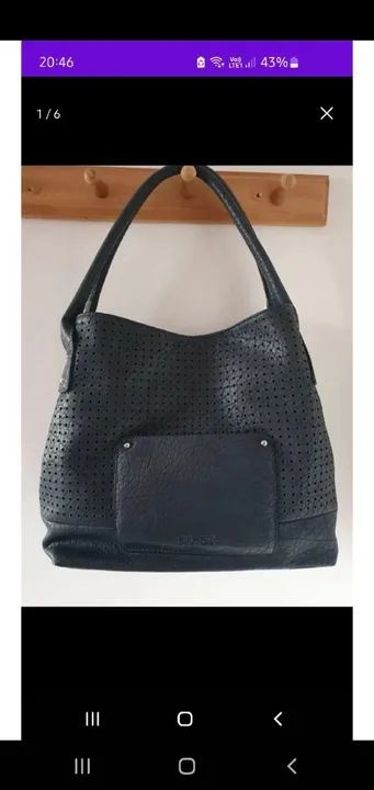 Bolsa azul couro