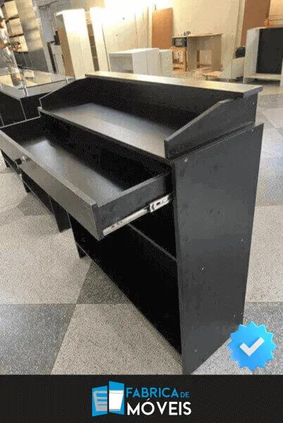 Balcão Caixa em L + 4 Balcões Atendimento - Preto - Foto 2