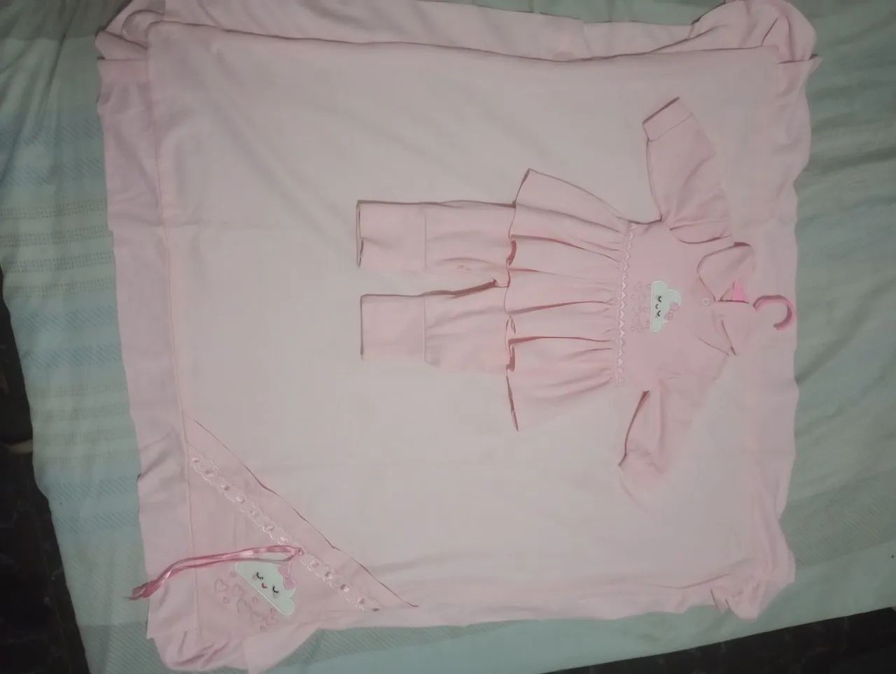 Conjunto de bebê rosa com detalhe de nuvem - Foto 3