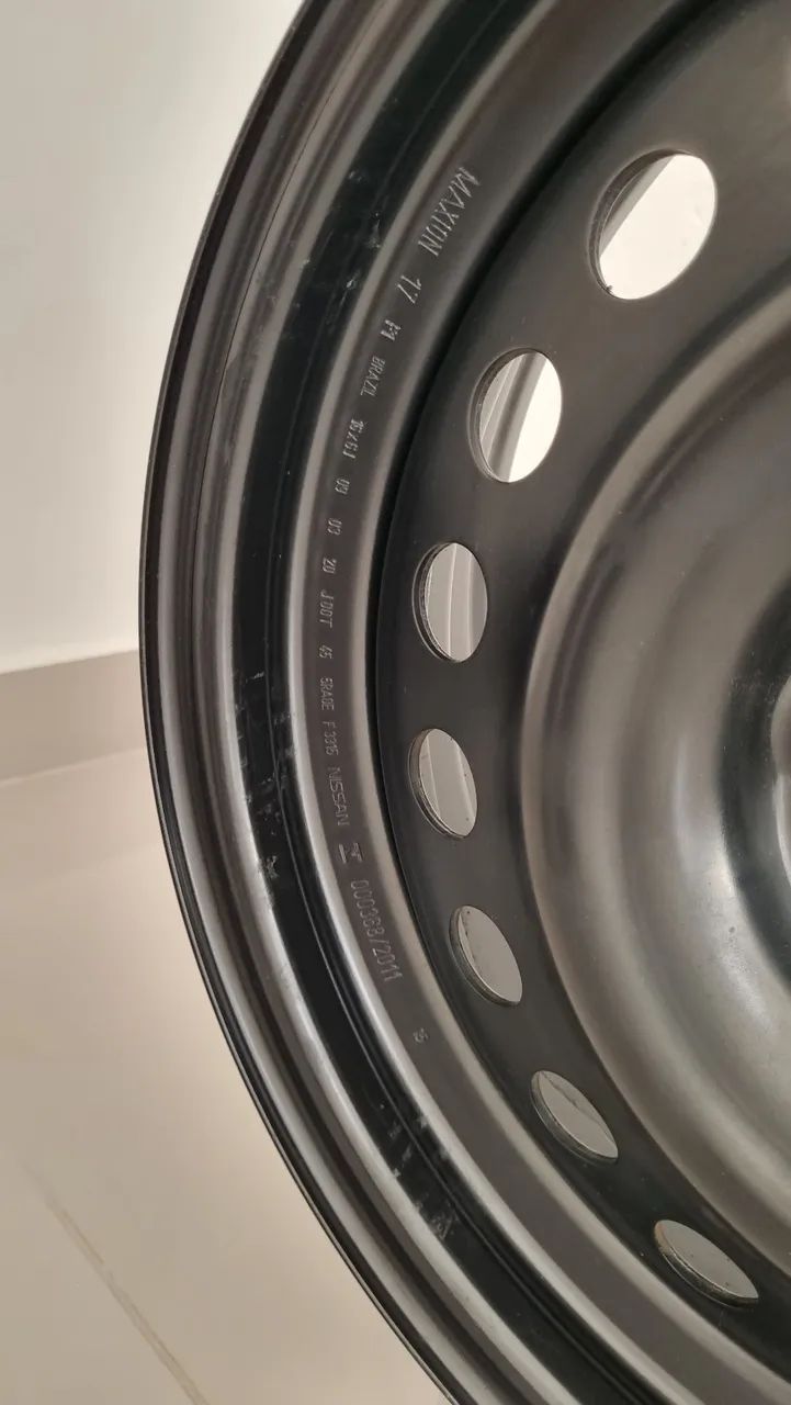 JOGO RODAS DE FERRO ARO 16, FURAÇÃO 4X100 ORIGINAL NISSAN, COM AS CALOTAS. - Foto 4