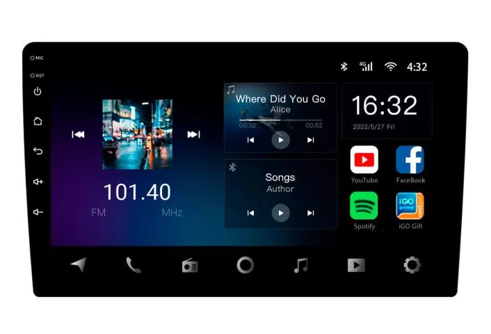 Central multimidia Android 9 polegadas Quad Core 2+32gb Carplay Android Auto Wifi Completa