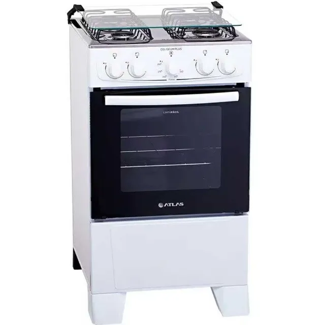 Fogão 4 Bocas Forno 50L Acendimento Manual Mesa de Inox Atlas (ENTREGAS EM ATÉ 24h)