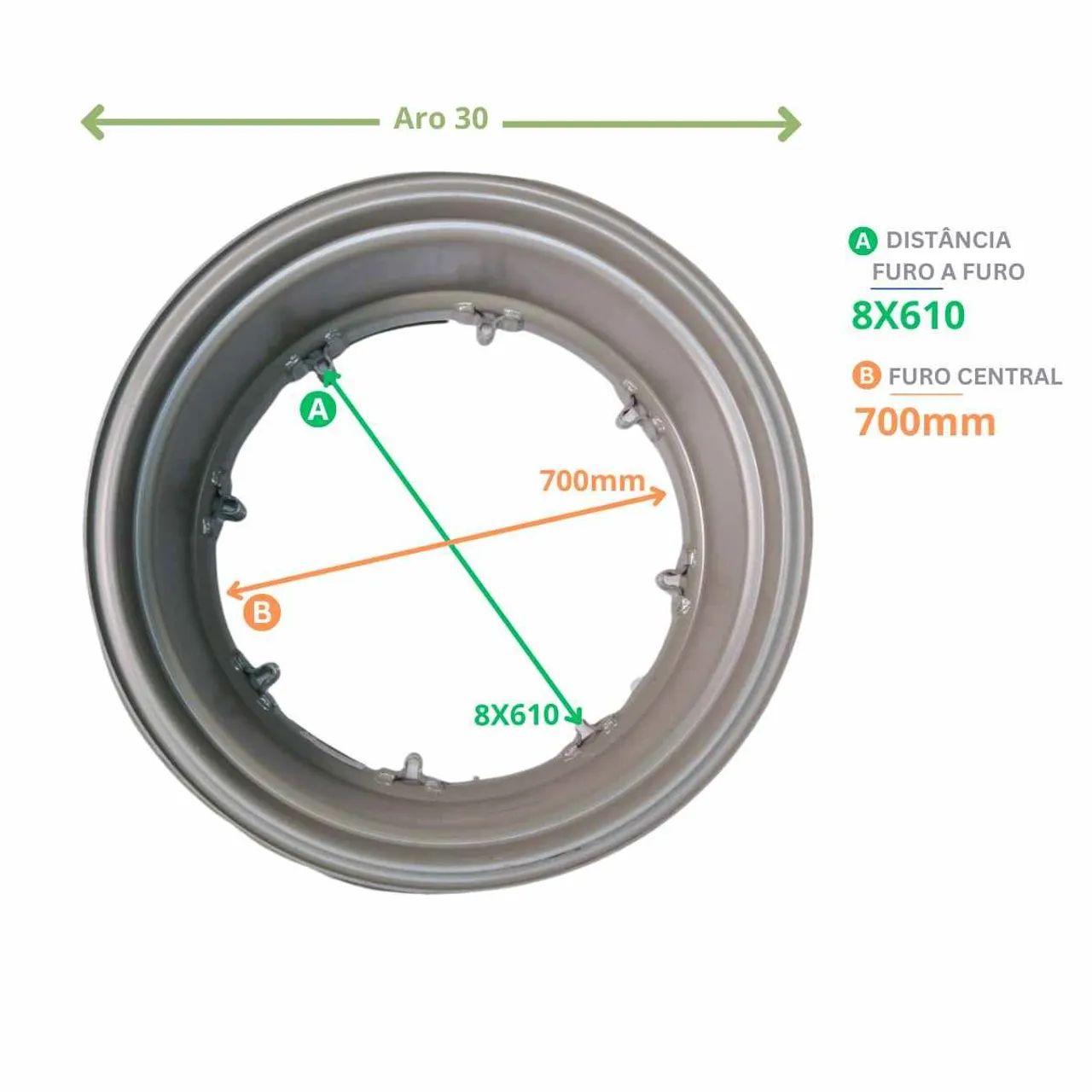 Roda Dw16x30 8 Presilha Trator Massey 3408526 Rodaco - Foto 6