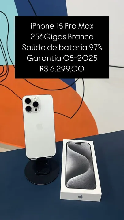 iPhone 15 Pro Max / 256GB / Azul / Saúde de bateria 90% /Garantia iPhone 15 Pro Max / 256GB / Azul / Saúde de bateria 90% /Garantia