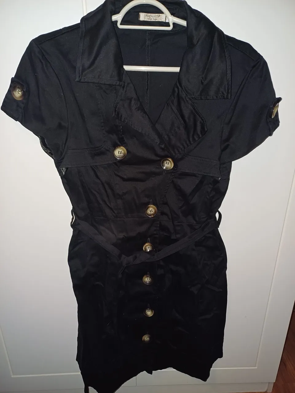 Vestido Preto Estilo Trench Coat - Tamanho Único