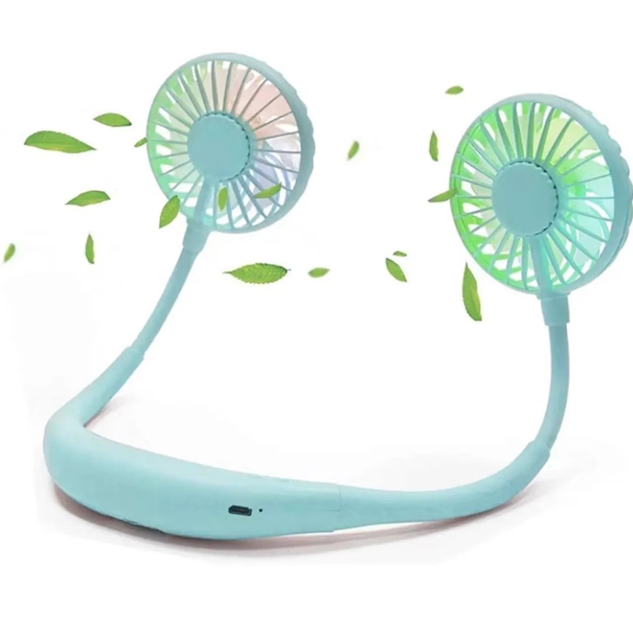 Mini ventilador portátil para pescoço, com 3 velocidades e 3 tipos de luz  - Foto 4