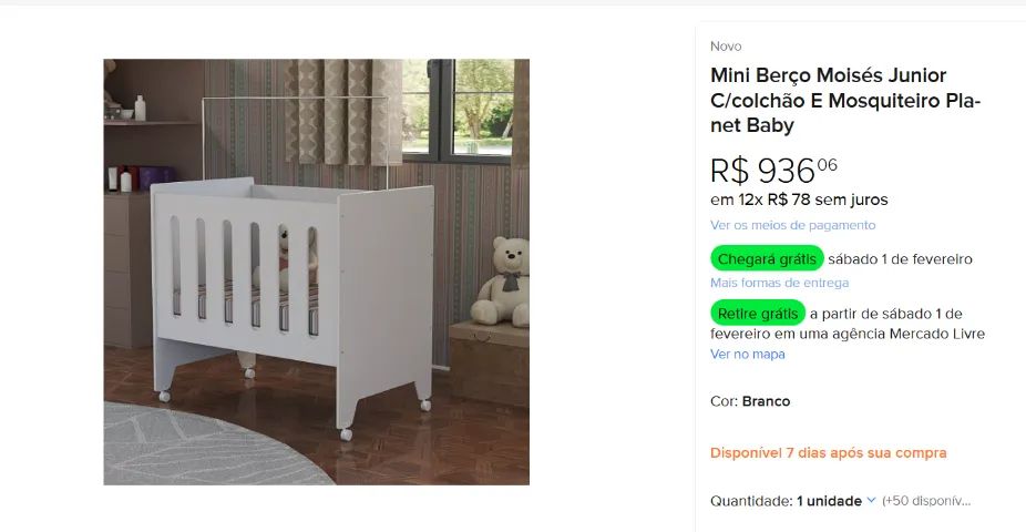 Mini Berço Moises + Cômoda  Larissa Yescasa - Foto 5