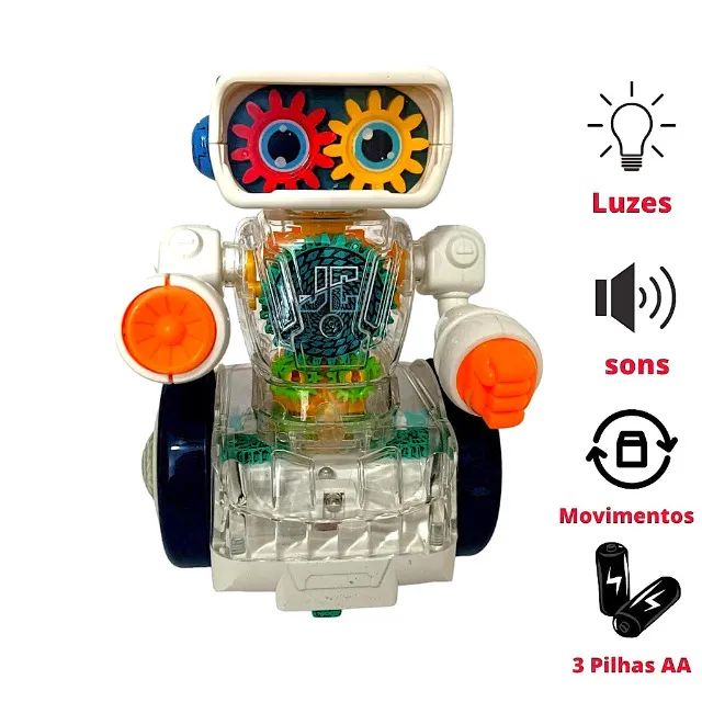 Robô Mecânico com Engrenagens e luzes LED (Funciona a pilhas) - Foto 3