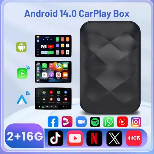Transforme Central Mult em Android 14 CarPlay Auto Sem Fio Play Store APP YouTube Netflix