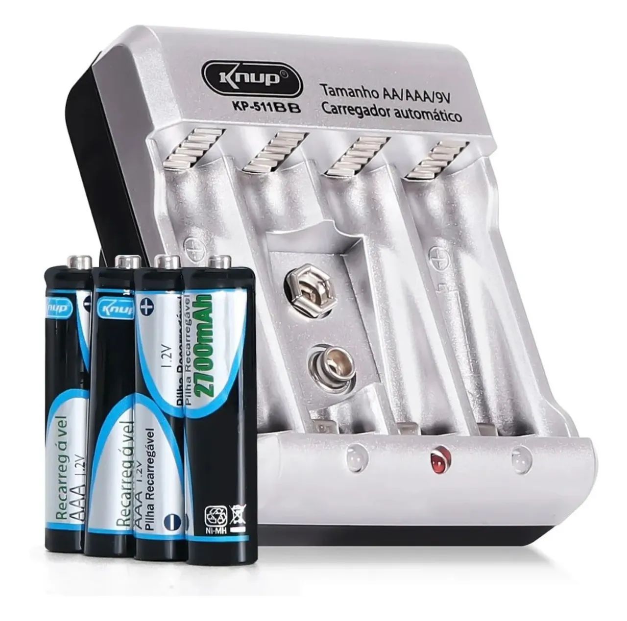 Carregador de Pilhas AA/AAA/9V Knup KP-511BB