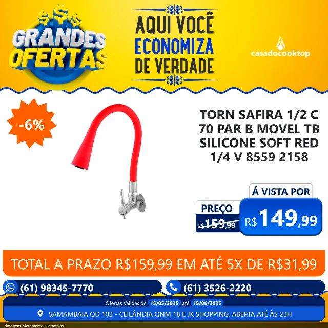 TORN SAFIRA 1/2 C70 PAR B. MOVEL TB SILICONE SOFT RED 1/4 V. 8559(2158)