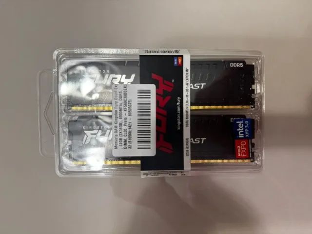 Memória RAM Kingston Fury Beast Expo, 32GB (2X16GB), 6000MT/s, DDR5, DIMM, CL30, Preto