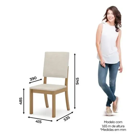  Conjunto de 2 Cadeiras de Madeira Maciça Para Mesa de Jantar - Foto 3