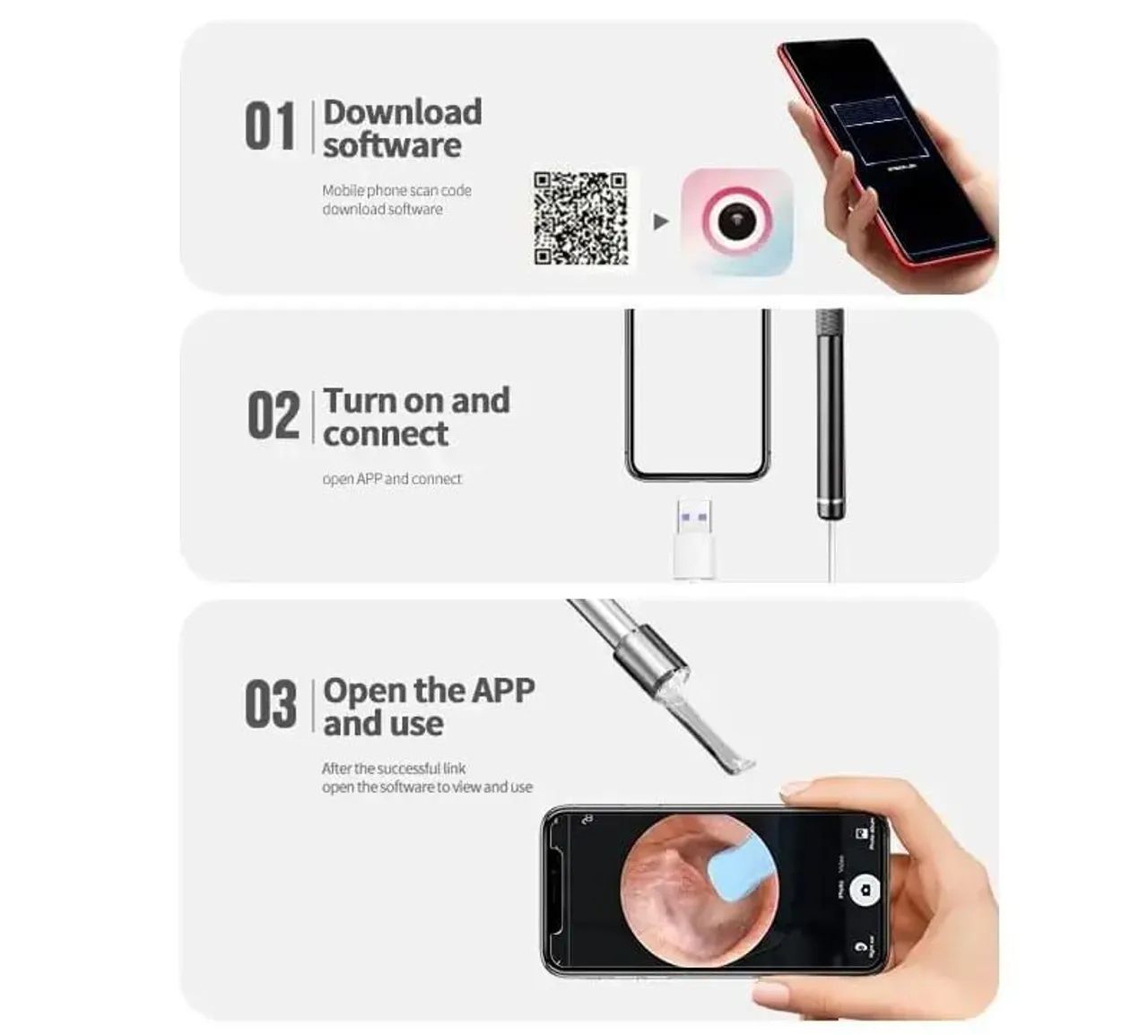 Otoscópio portátil para celular + Cabo USB - Foto 6