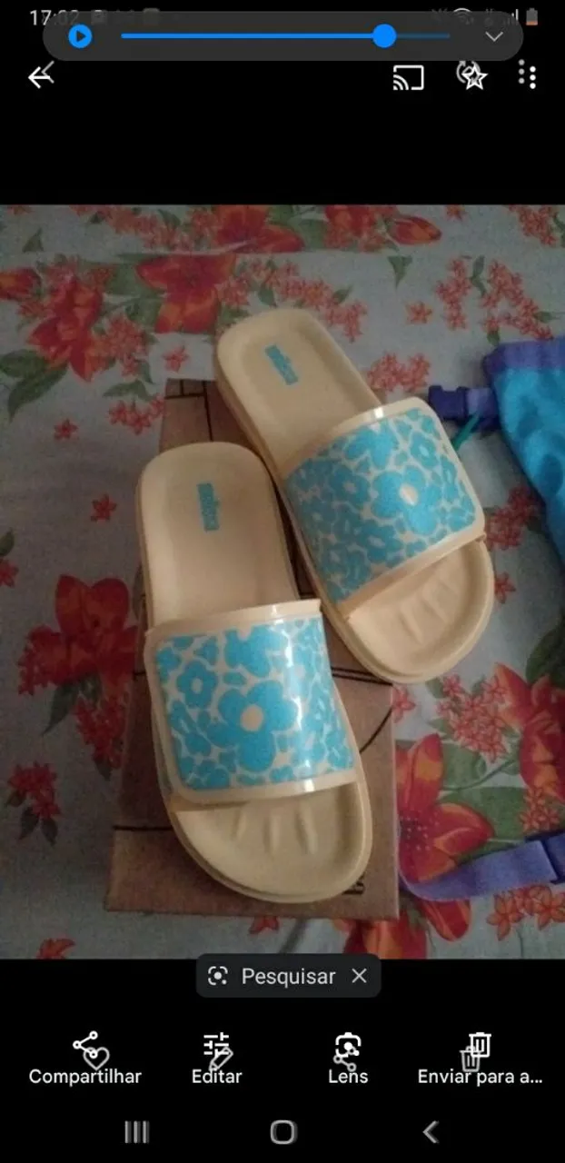 Sandália Melissa Slide Azul Floral novinha tamanho 36