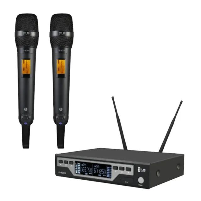 Microfone Dylan D8000-S Sem Fio Duplo 