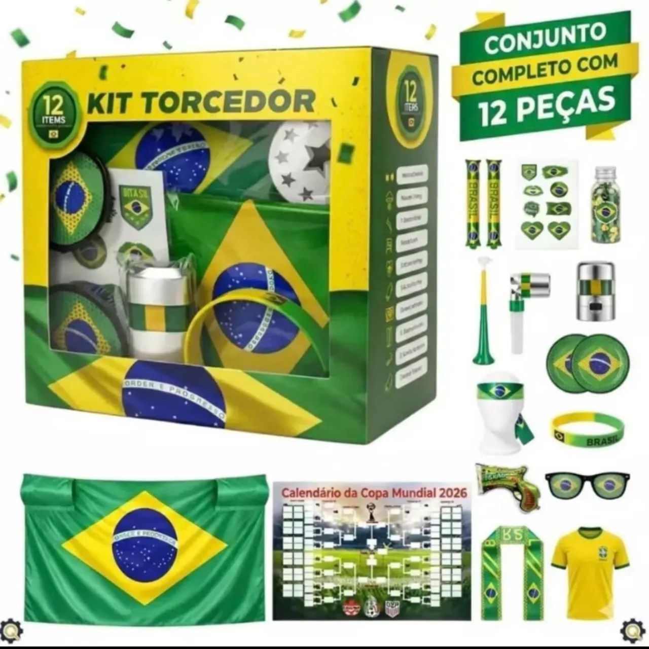 Kit Do Brasil Torcedor Apaixonado Com 12 peças  - Foto 3