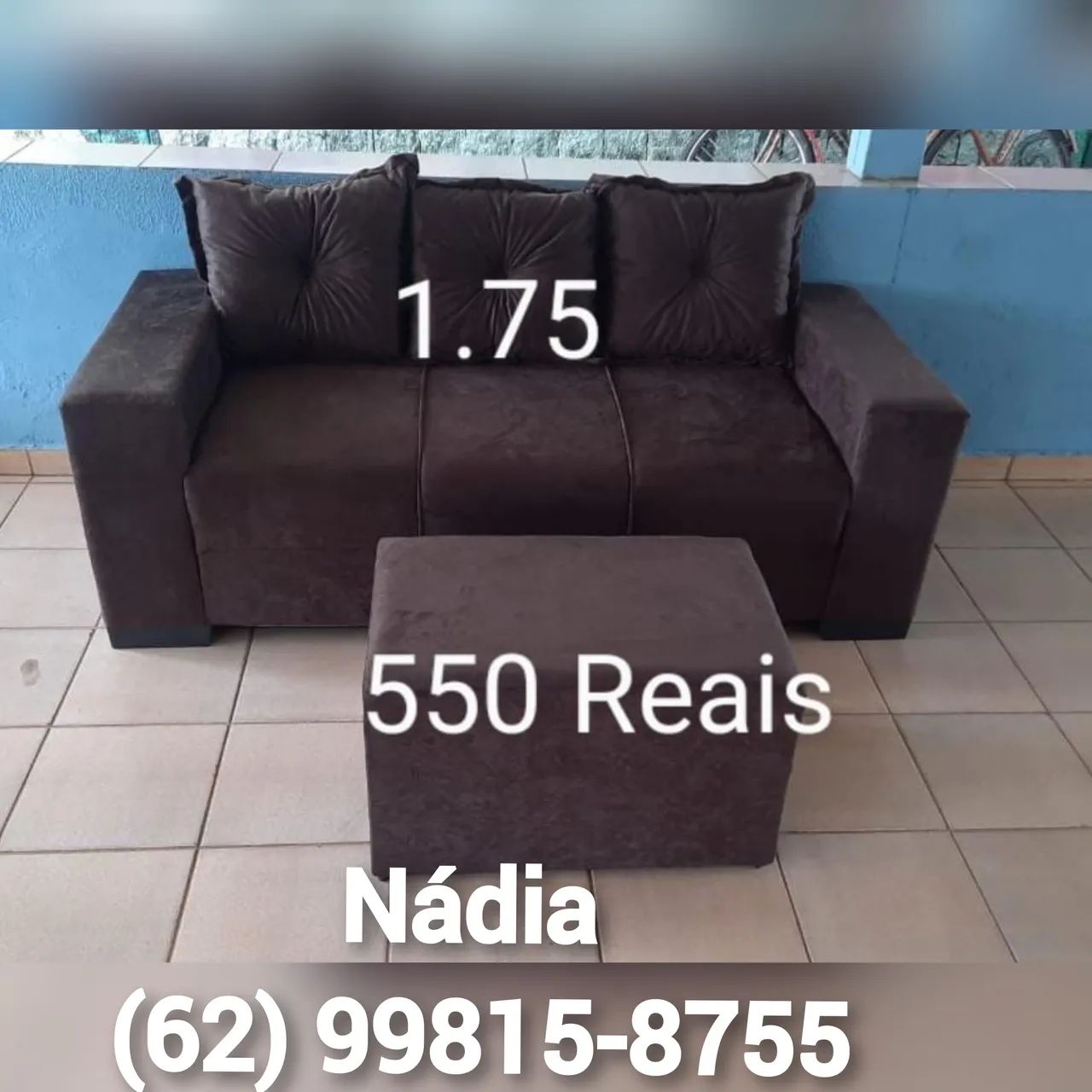 SOFÁ MARROM 3 LUGARES 