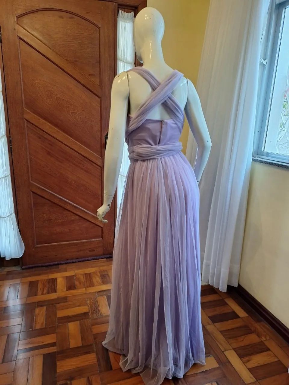 Vestido Longo Multiformas Brilho Lilás 44 - Foto 2