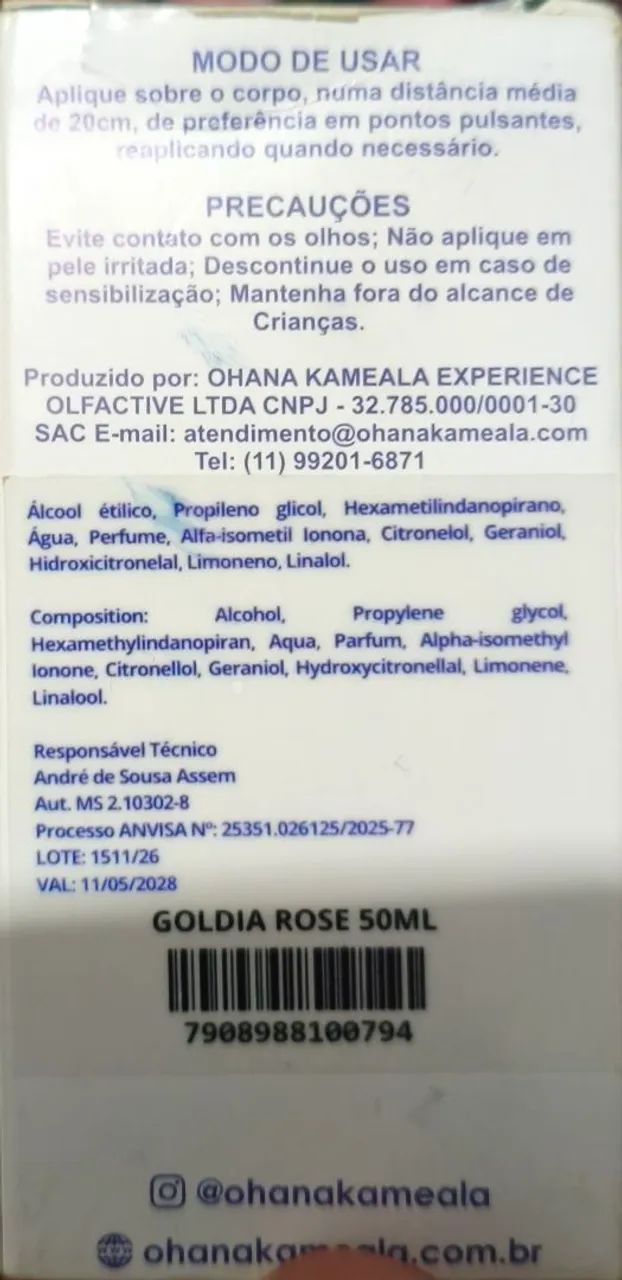 Perfume Goldia Rose (Ohana Kameala) 50ml - Foto 3