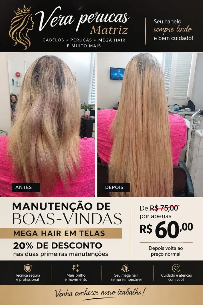 Manutenção de mega hair 