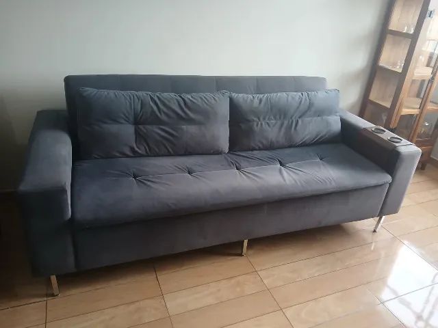 sofá cama 4 lugares azul