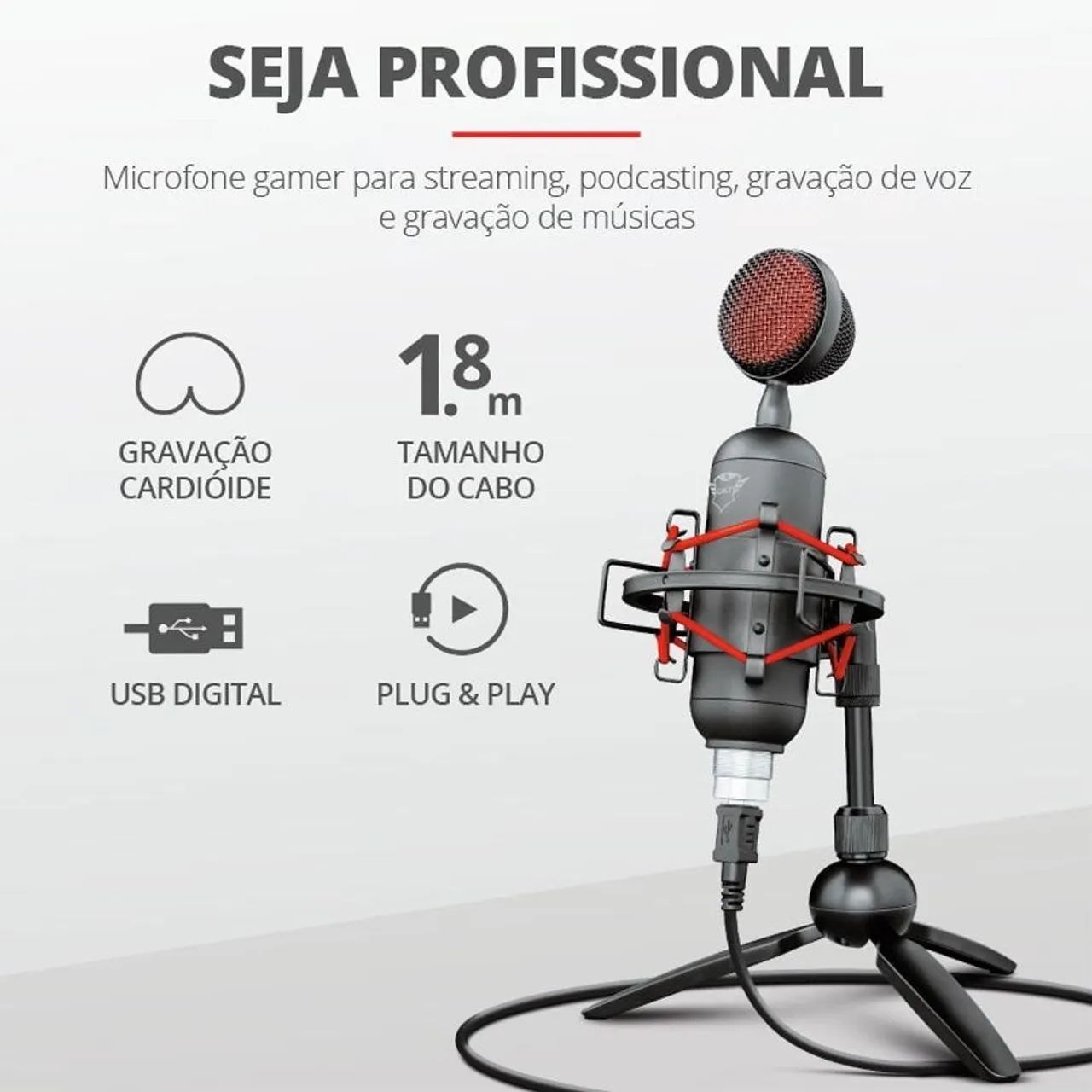 Microfone Gamer Profissional Trust Buzz Gxt 244 Usb - Foto 2