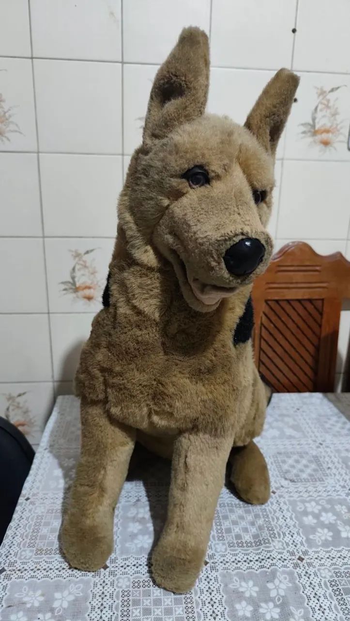  Pelúcia Pastor Alemão 60 cm Vintage Importada de Londres - Foto 5