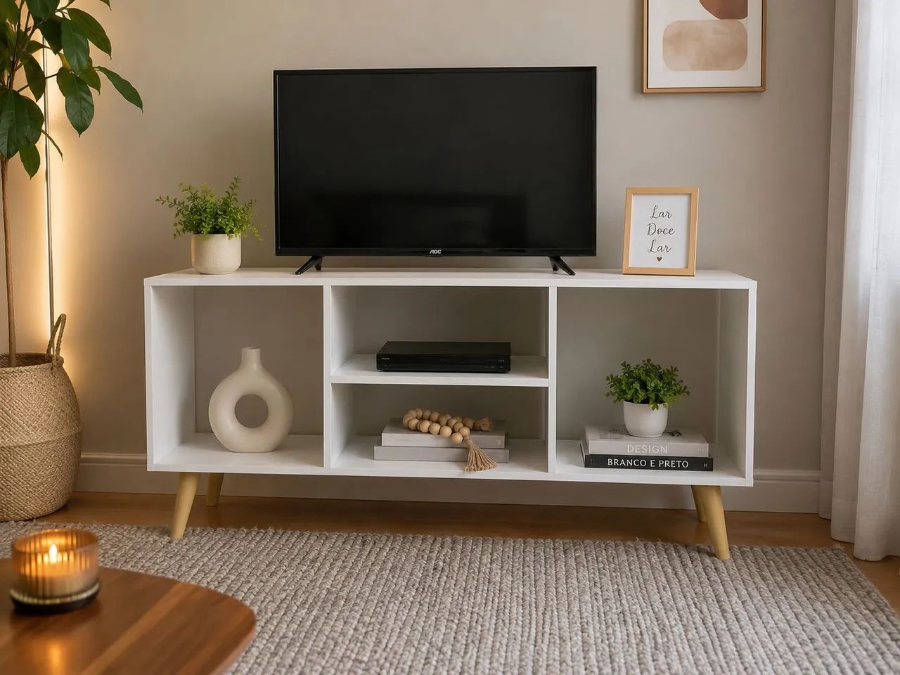 Rack para TV até 40 Polegadas Retrô Moderno para Sala e Quarto Compacto Noruega 