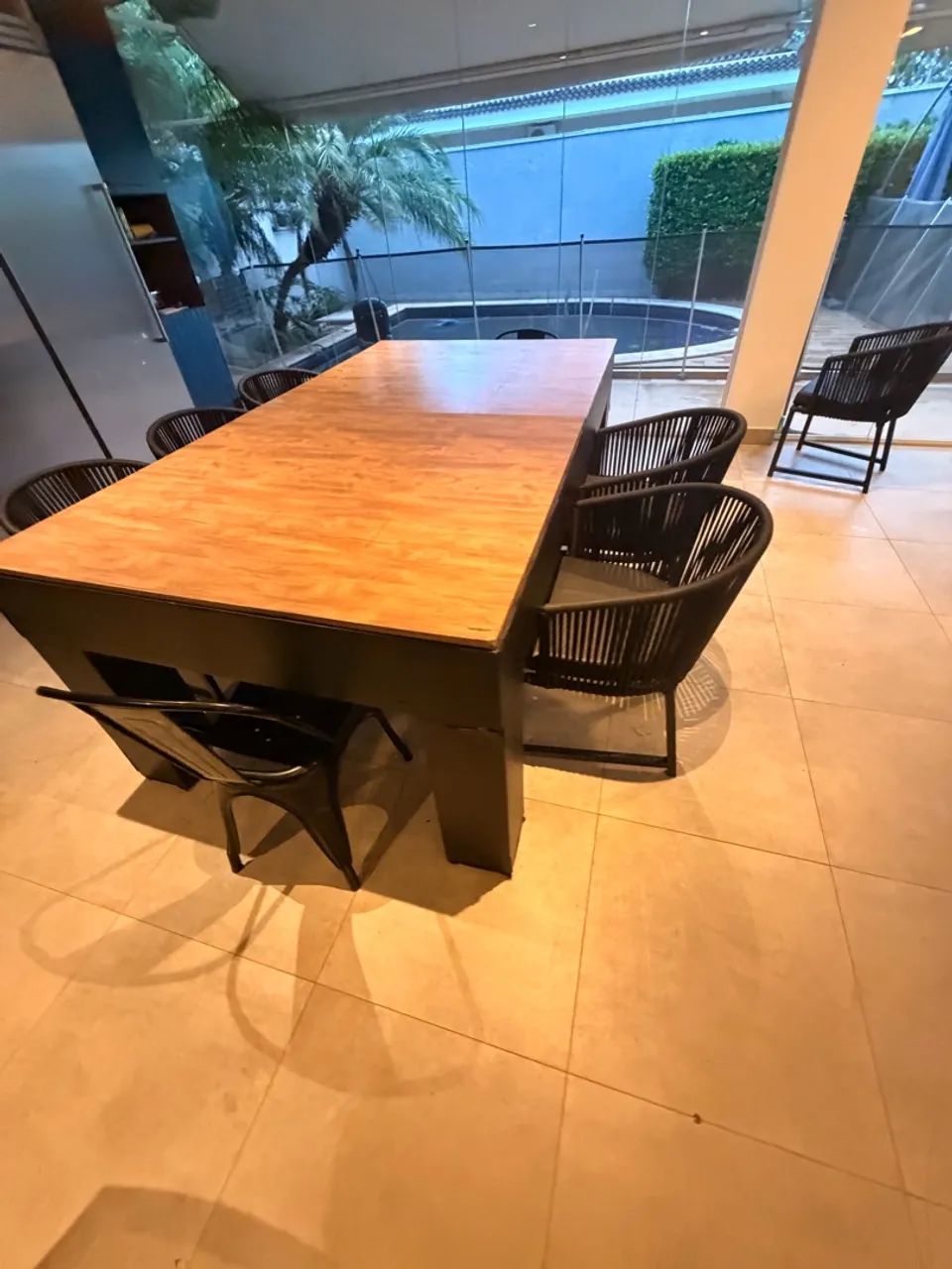 Mesa de sinuca e jantar 220x120 tampo em pedra - Foto 5