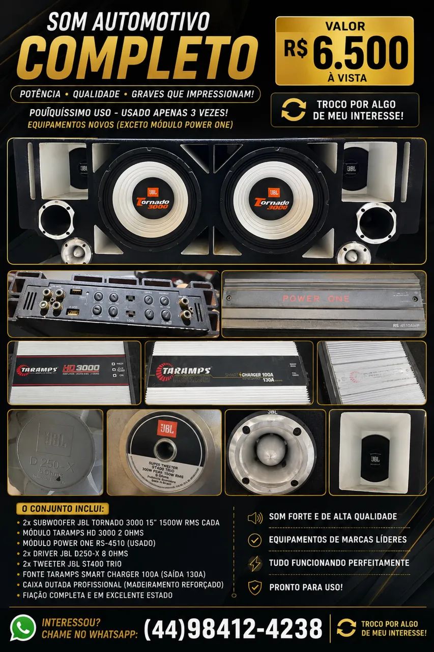 ? SOM AUTOMOTIVO COMPLETO - JBL + TARAMPS ?