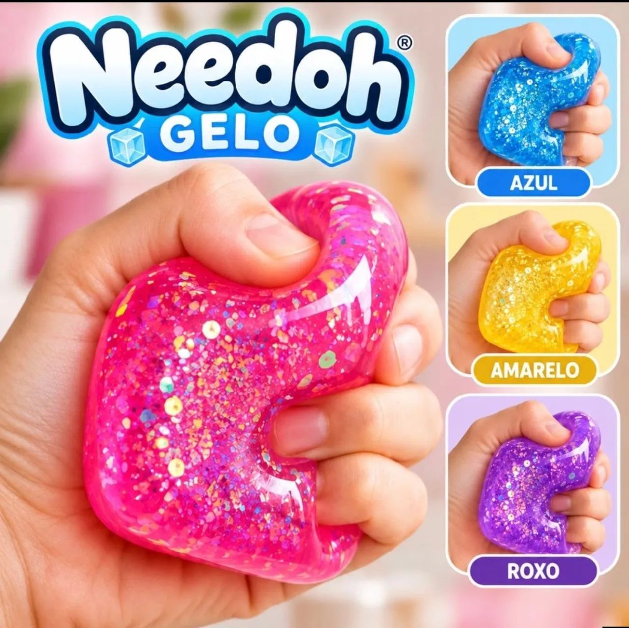 Cubo gelo squishy com glitter  - Foto 2