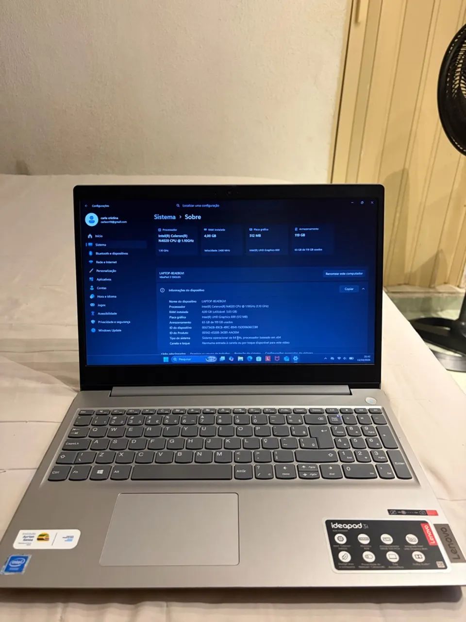 Notebook Lenovo IdeaPad 3i, modelo 82BU0006BR - Foto 2