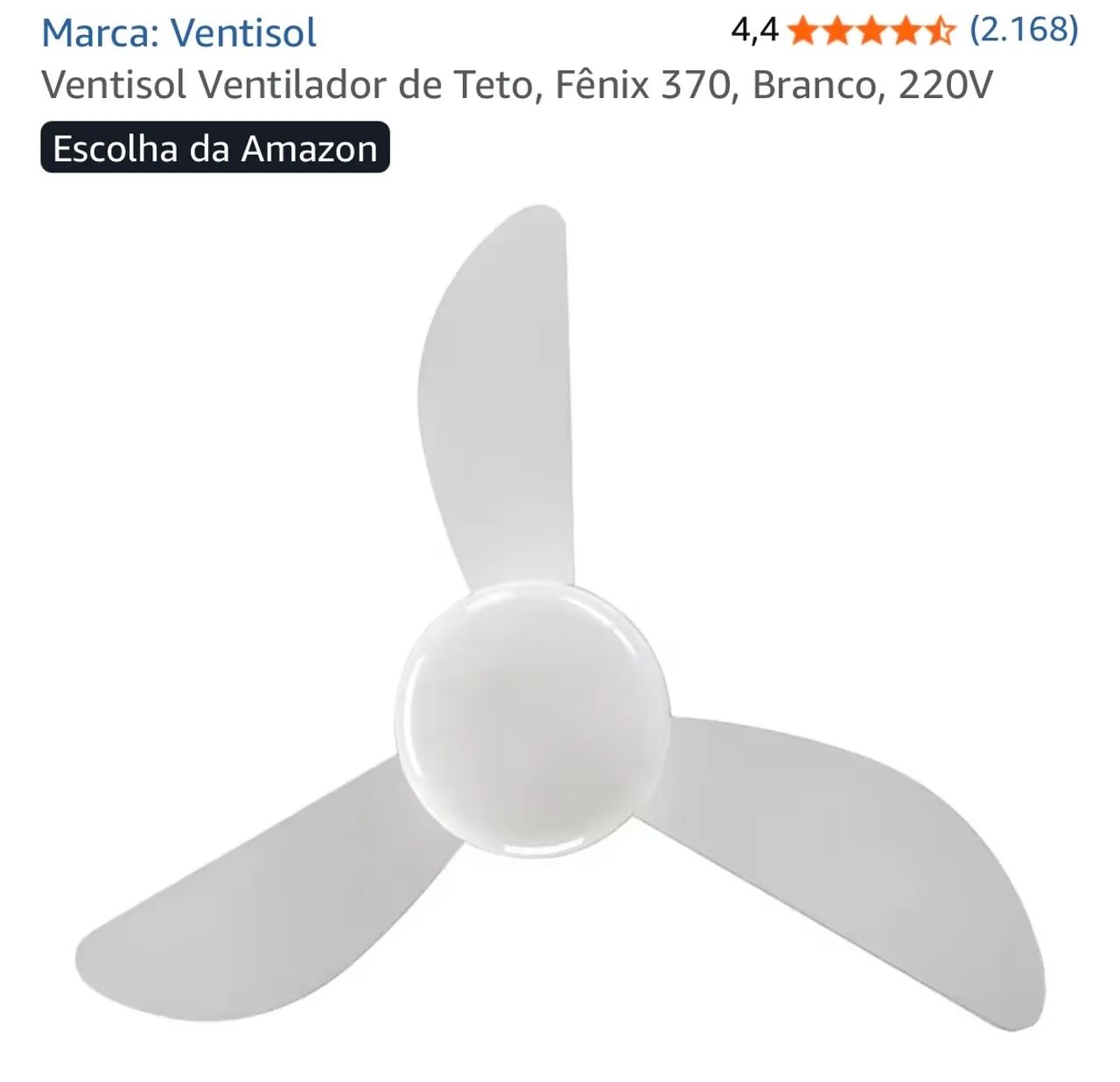 Ventisol Ventilador de Teto, Fênix 370, Branco, 220V - Foto 3