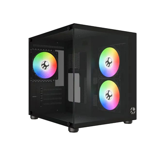 Gabinete Gamer Aquário Com 3 Fans Rgb Bg-064 Pure Pro Preto-Loja Fs