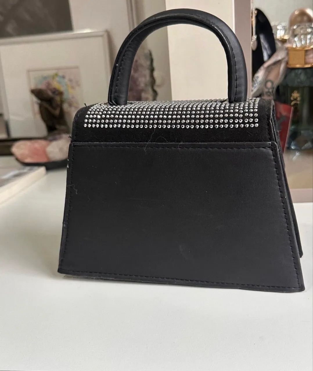 Bolsa de festa preta com strass - Foto 2