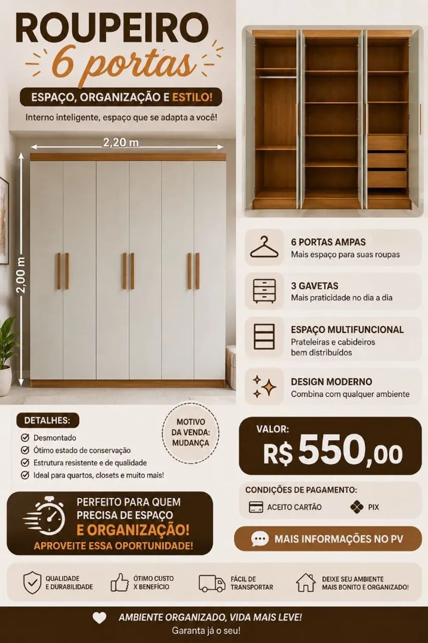 Guarda roupa 6 portas 