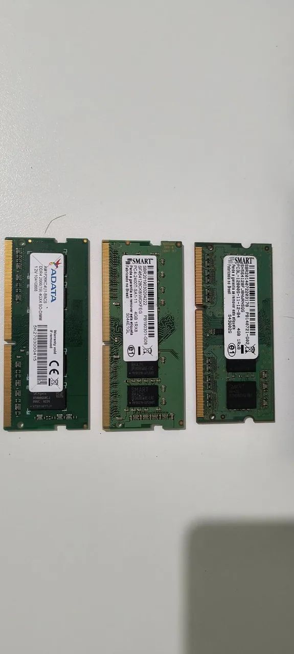 3 Memórias Ram Notebook 4G  2-DDR4 1-DDR3 HP