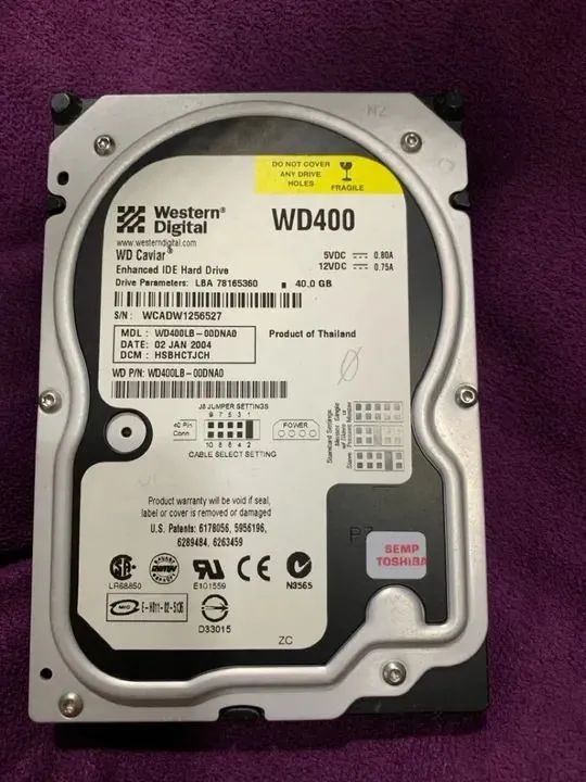 HD Western Digital WD400 40GB IDE com envio facil