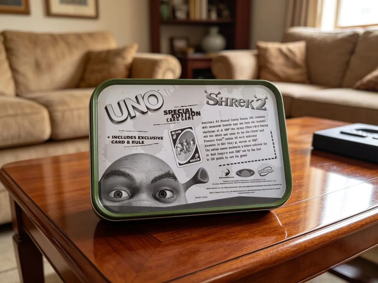 Jogo de Cartas UNO SHEREK Edição 2 em Lata Colecionável.