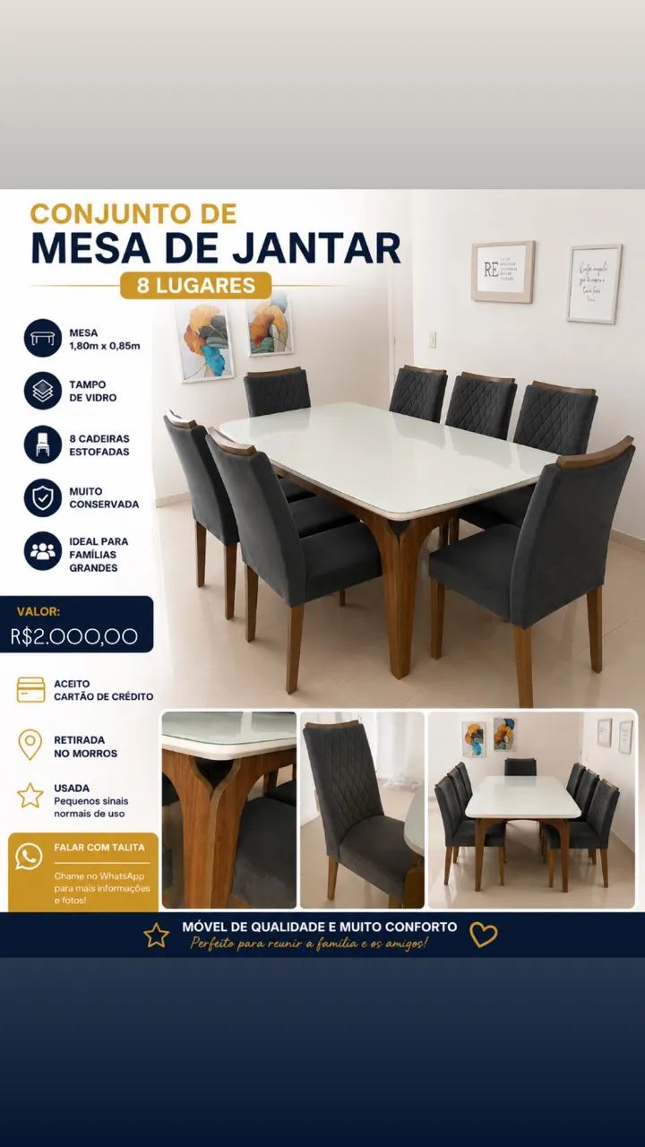 Conjunto de Mesa 8 lugares - Foto 2