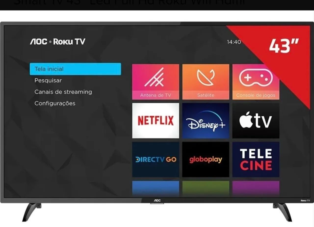 Tv 43 polegadas AOC Roku tela quebrada  - Foto 4