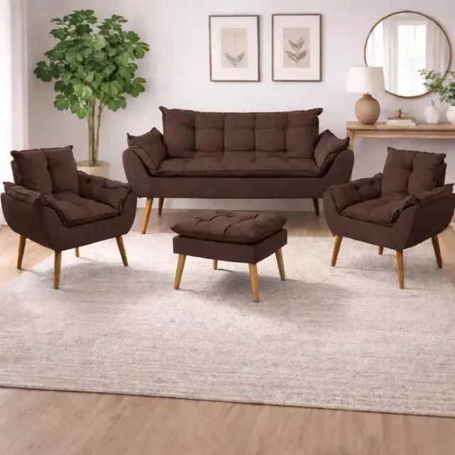 OFERTA - Kit Sofá 2 lugares com Puff + 02 Poltronas - Foto 3