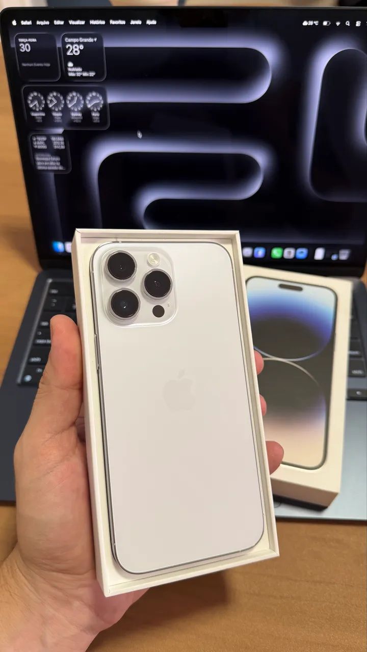 iPhone 14 Pro Max Silver 256GB, Seminovo impecável 84%, com