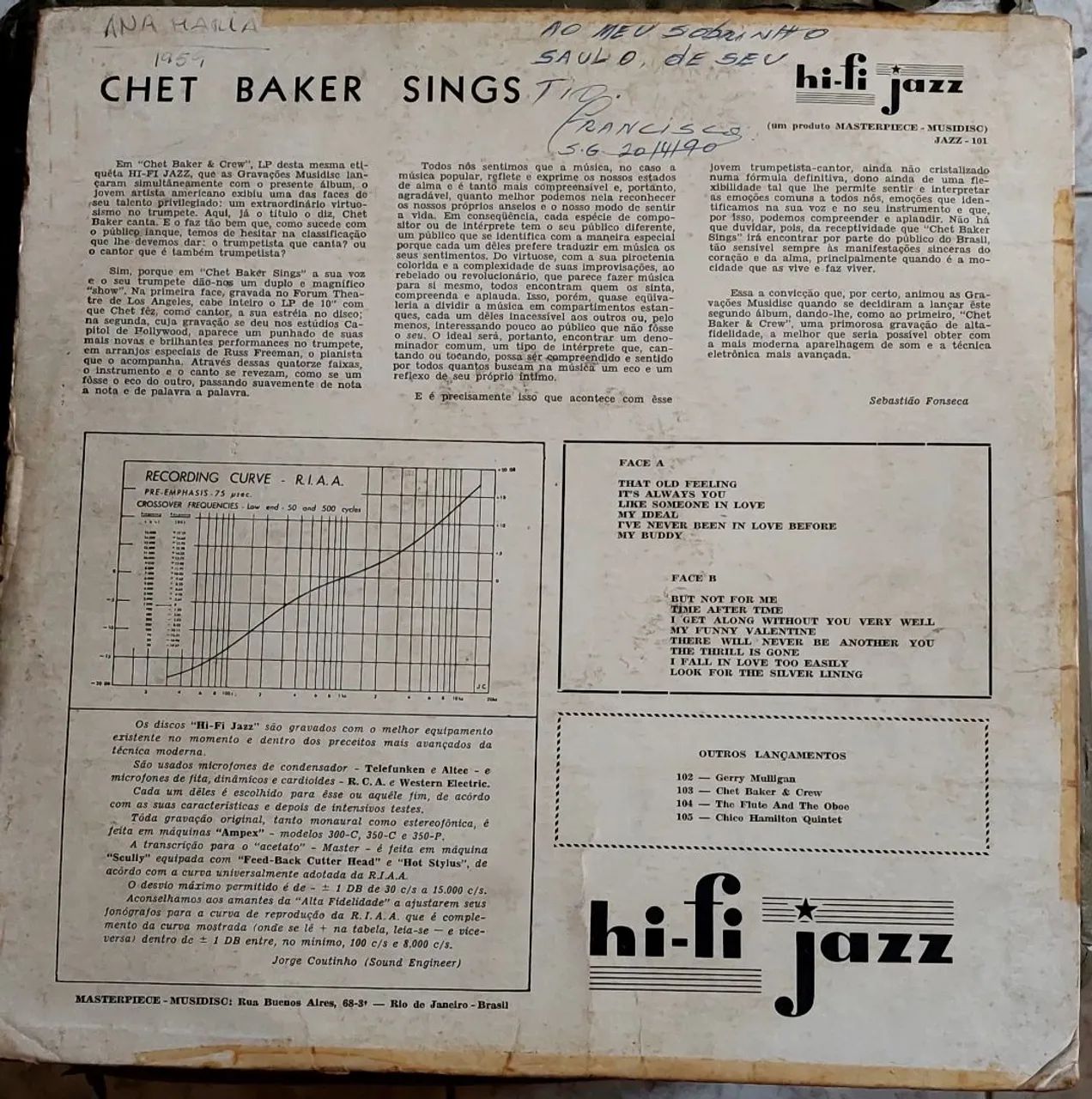 LP Chet Baker - Sings (de 1959 original) - Foto 2