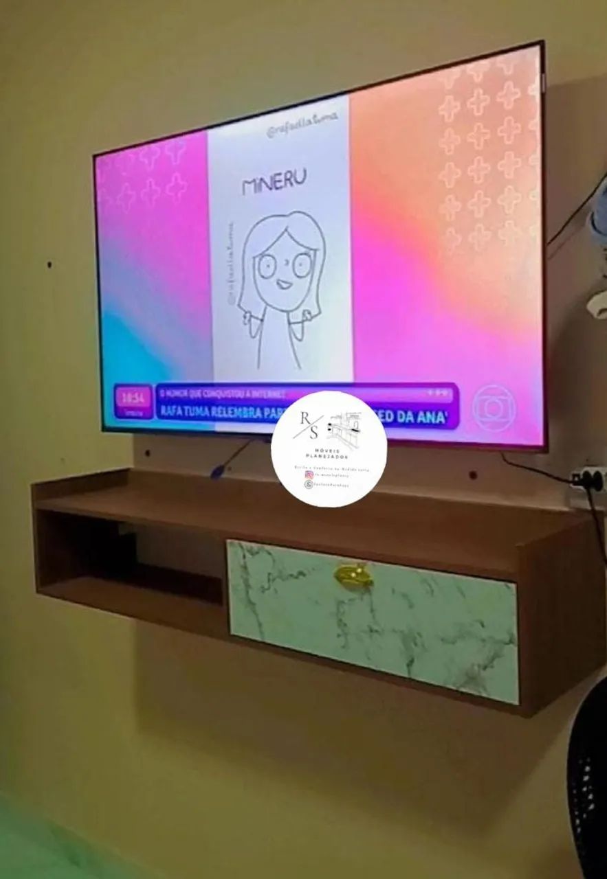 Rack suspenso em mdf, pra TV até 50 polegadas, entrega e estalação grátis  - Foto 2