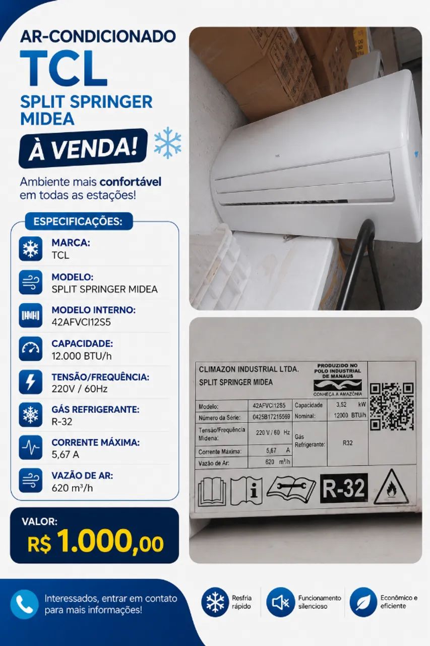 Ar Condicionado TCL 12.000 btus 