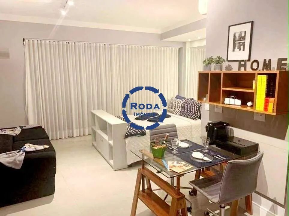 Studio mobiliado na Pompéia com vista mar e 1 vaga