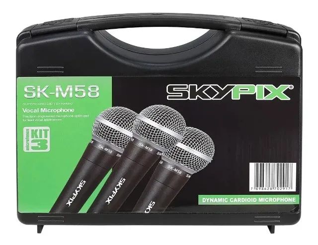 MICROFONE KIT C 3 SKYPIX SKM58 COM MALETA - Microfones e